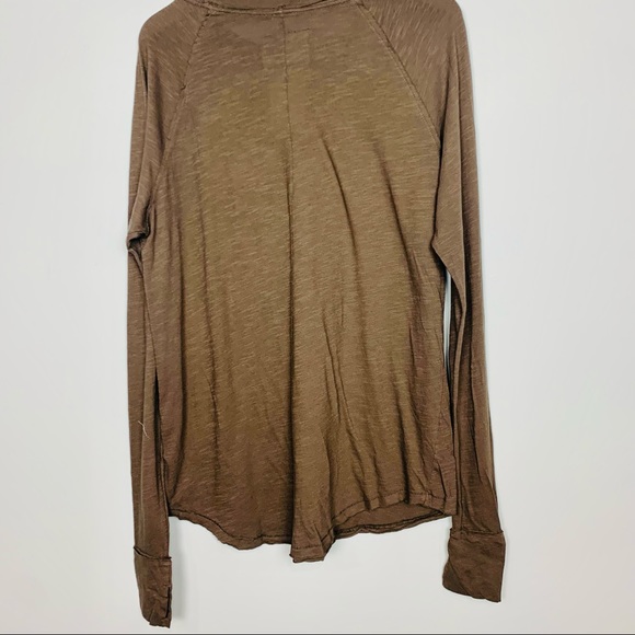FREE PEOPLE | WE THE FREE NWT  ARDEN TEE LONG SLEEVE TEE LITE BARK BROWN SIZE S - Picture 10 of 10